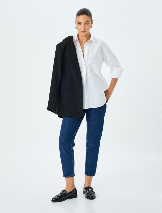 Yüksek Bel Regular Fit Düz Paça Kot Pantolon_0
