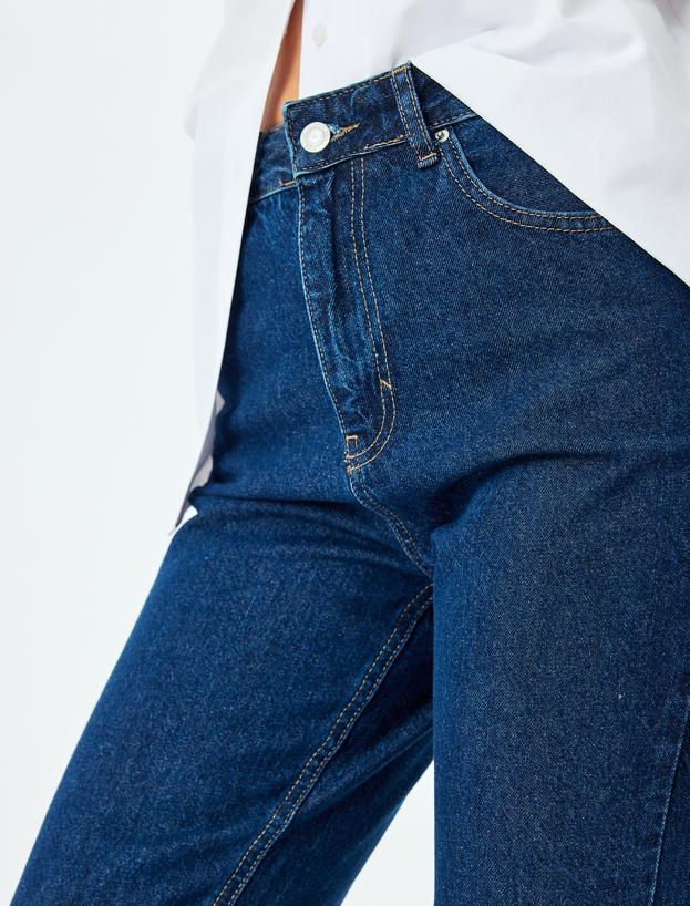Yüksek Bel Regular Fit Düz Paça Kot Pantolon_4