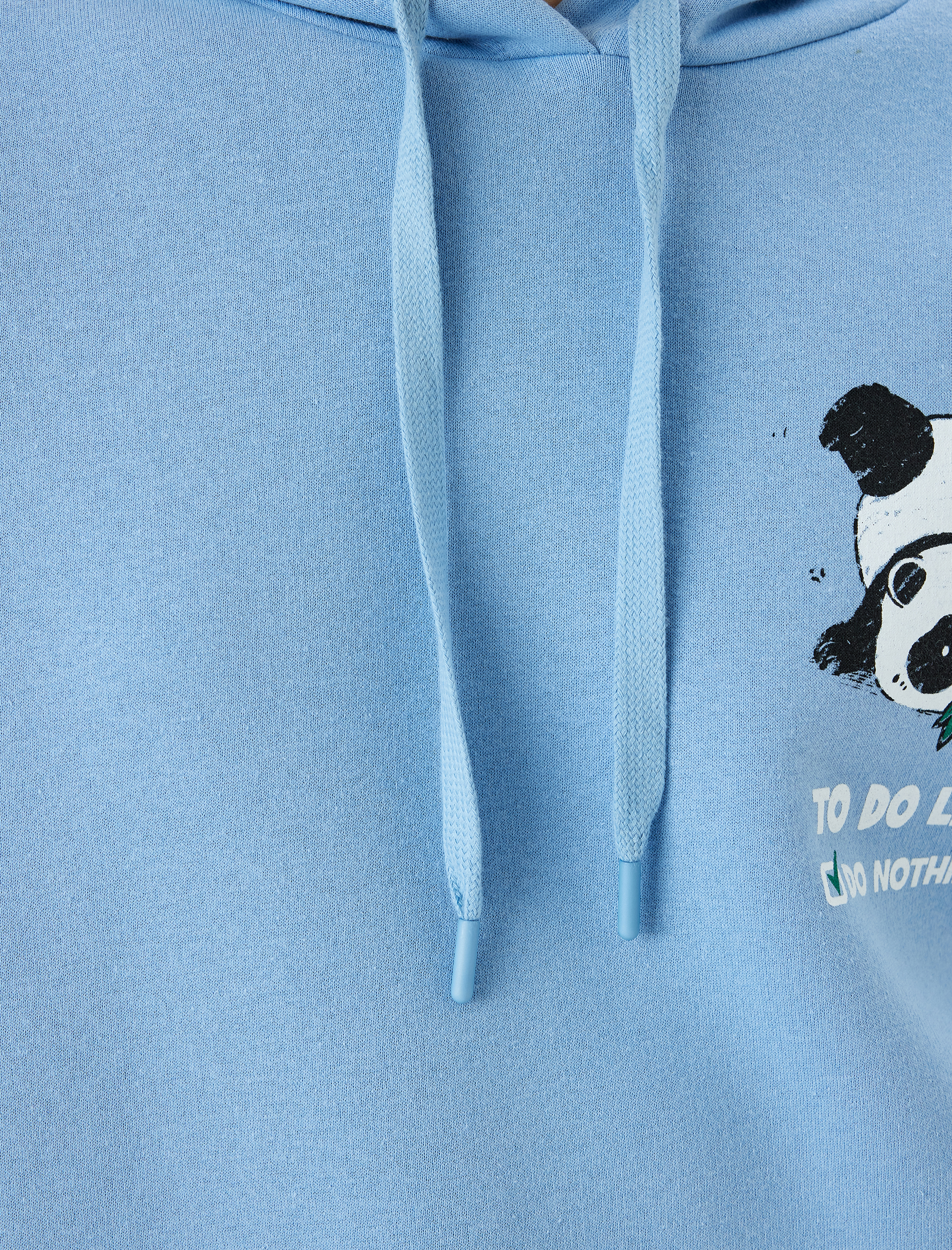 Şardonlu Kapüşonlu Arkası Panda Baskılı Uzun Kollu Oversize Sweatshirt