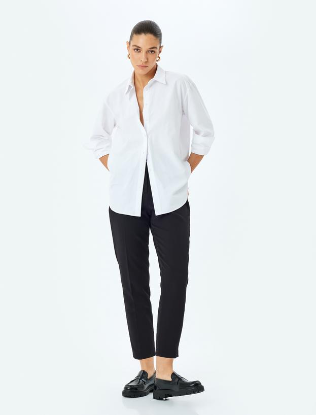 Slim Fit Kemerli Yüksek Bel Cigarette Pantolon_1