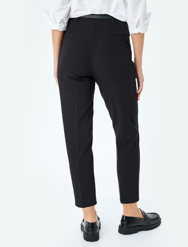 Slim Fit Kemerli Yüksek Bel Cigarette Pantolon_3