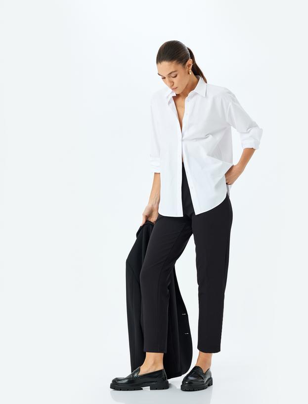 Slim Fit Kemerli Yüksek Bel Cigarette Pantolon_0