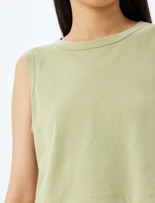 Kolsuz Crop Pamuklu Basic Kadın Atlet_4