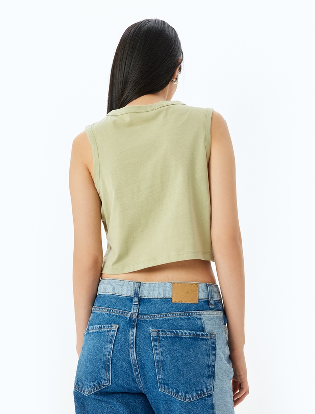 Kolsuz Crop Pamuklu Basic Kadın Atlet_3