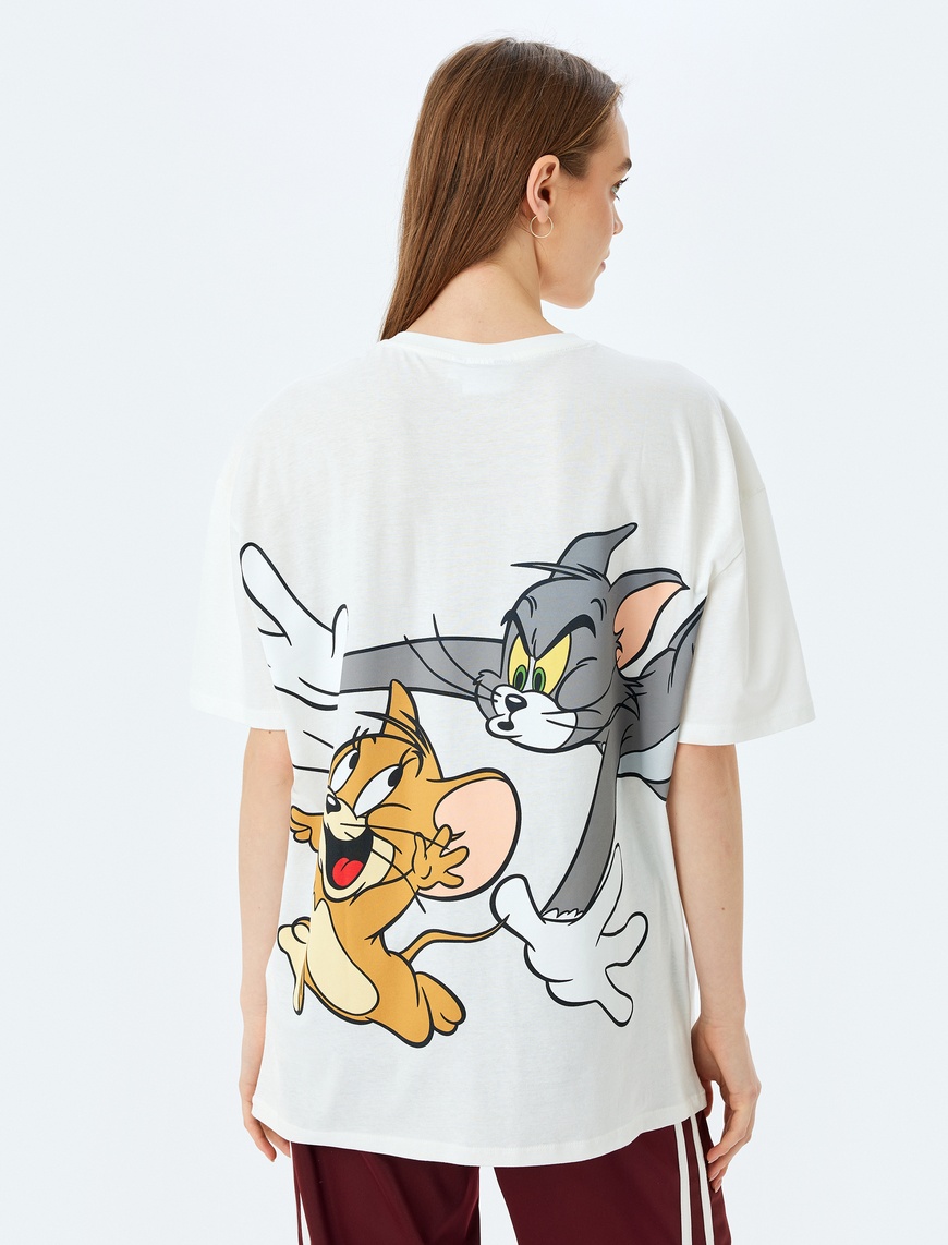   Tom ve Jerry Lisanslı Arkası Baskılı Oversize Tişört