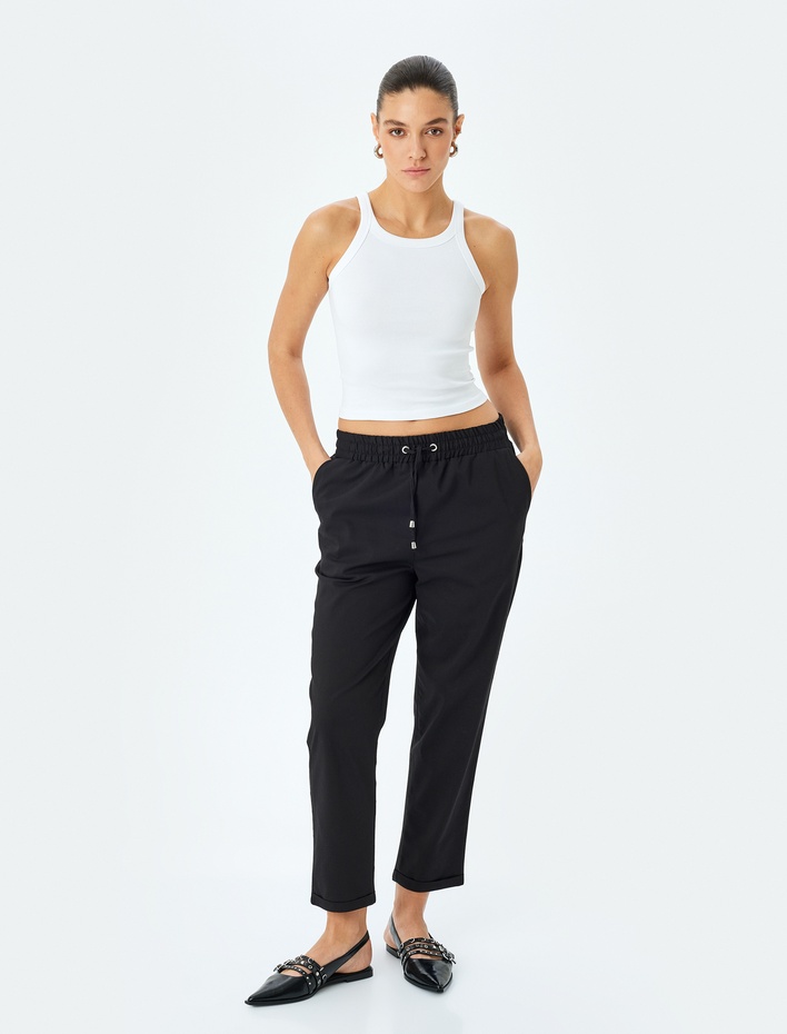  Yüksek Bel Cepli Havuç Kesim Pantolon