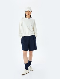 Bisiklet Yaka Uzun Kollu Basic Oversize Sweatshirt