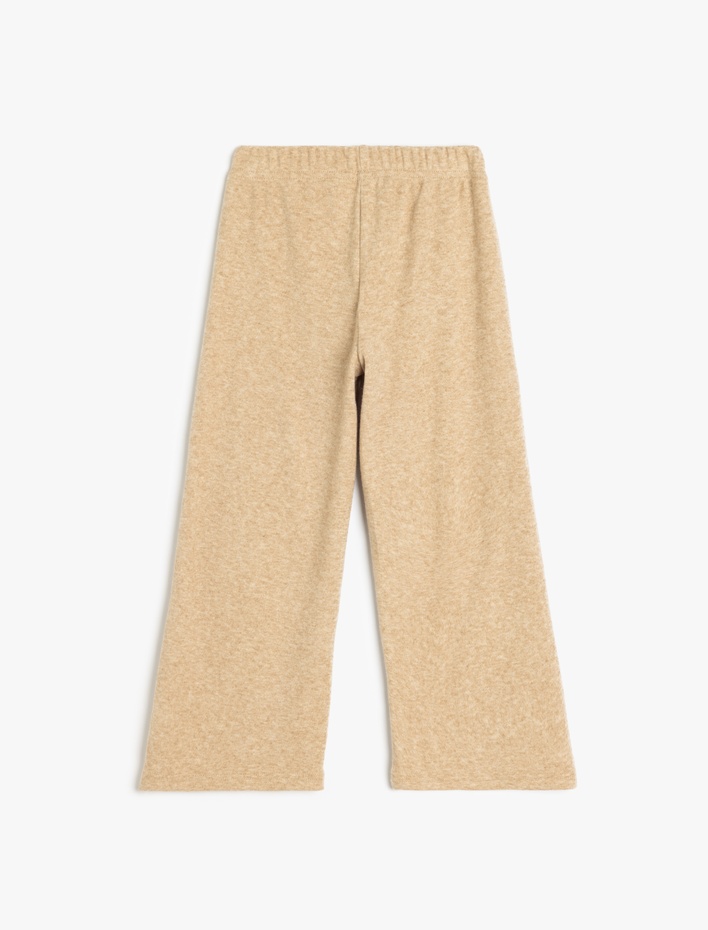 Kız Çocuk Nervür Detaylı Beli Lastikli Viskon Karışımlı Pantolon