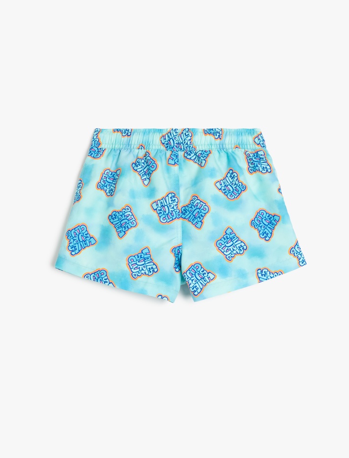 Erkek Çocuk Beli Bağlamalı Baskılı Deniz Şortu