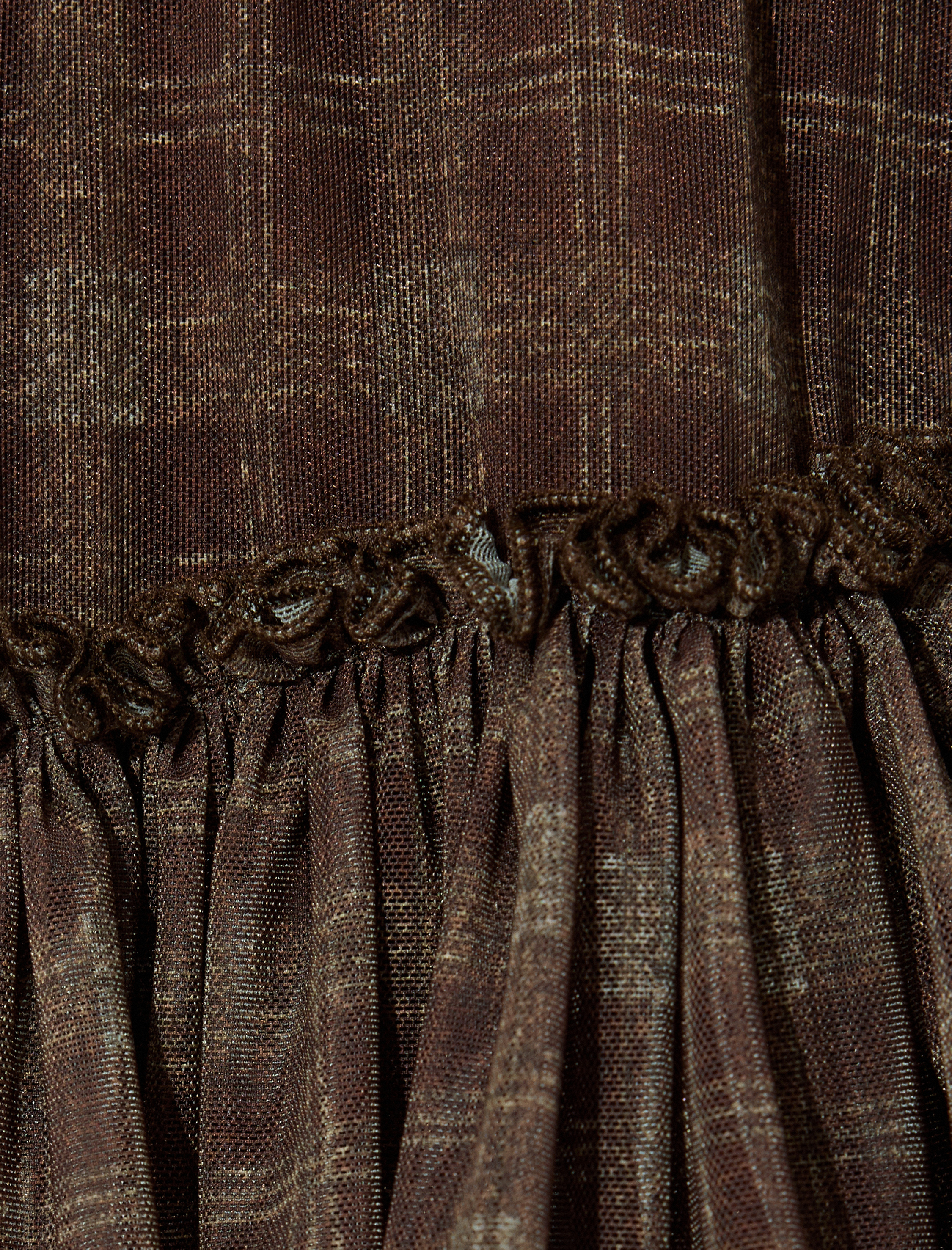   Gipeli Astarlı Ekose Fırfırlı Katlı Mini Etek