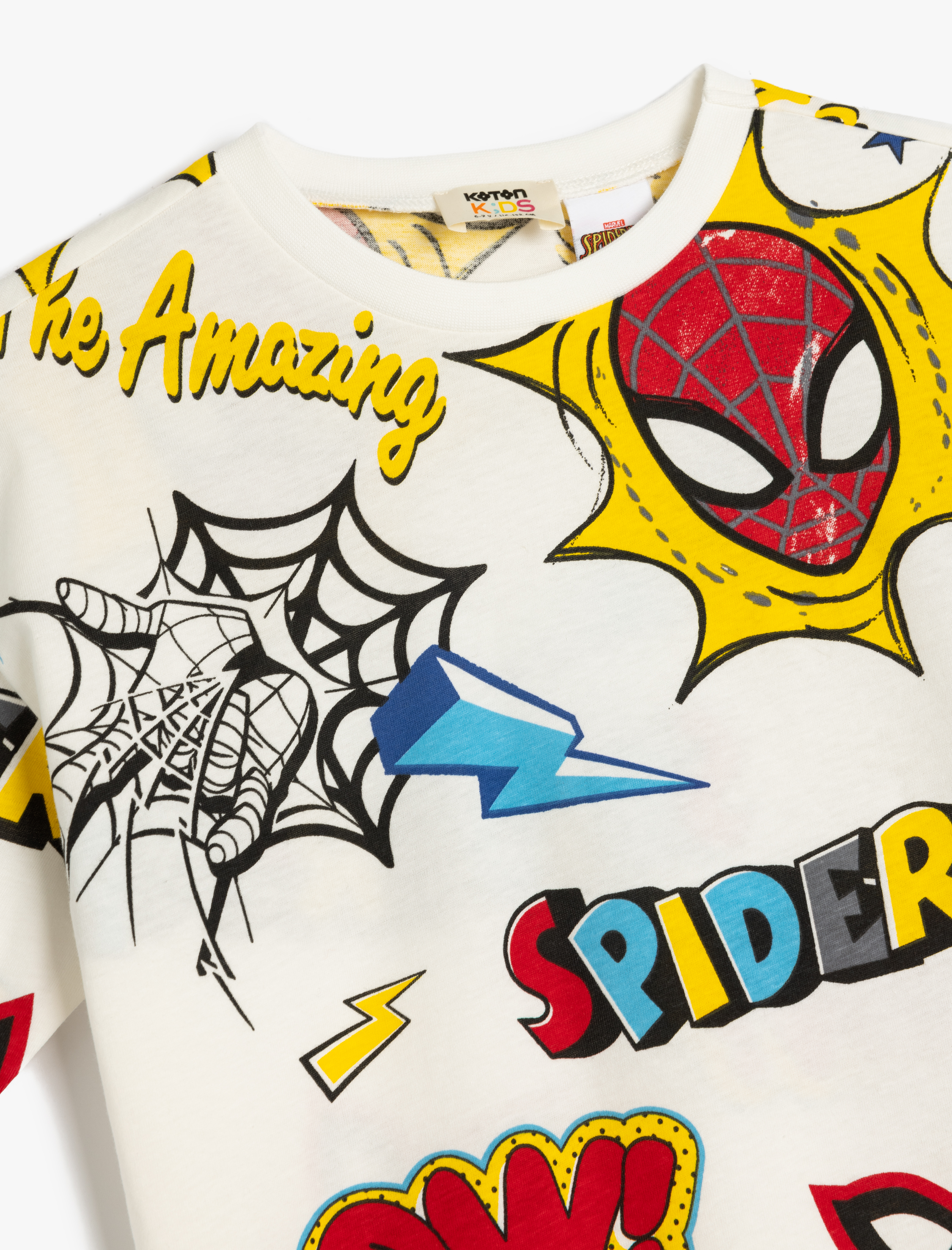  Erkek Çocuk Örümcek Adam Baskılı Kısa Kollu Oversize Pamuklu Lisanslı Tişört