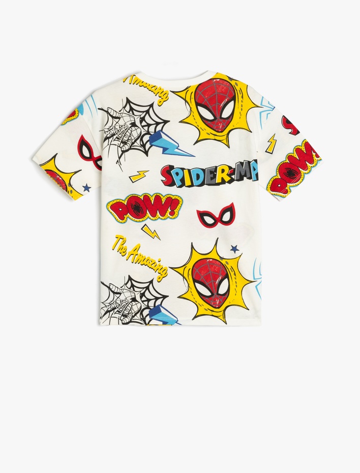 Erkek Çocuk Örümcek Adam Baskılı Kısa Kollu Oversize Pamuklu Lisanslı Tişört