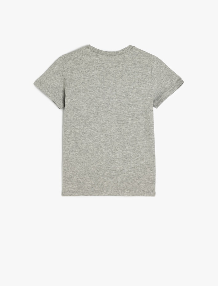 Erkek Çocuk Dinozor Baskılı Kısa Kollu Bisiklet Yaka Tişört