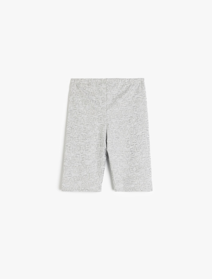 Kız Çocuk Beli Lastikli Pamuk Karışımlı Basic Kısa Tayt