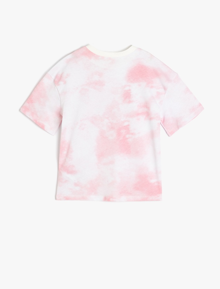 Kız Çocuk Pullu Payetli Kısa Kollu Bisiklet Yaka Pamuklu Oversize Tişört