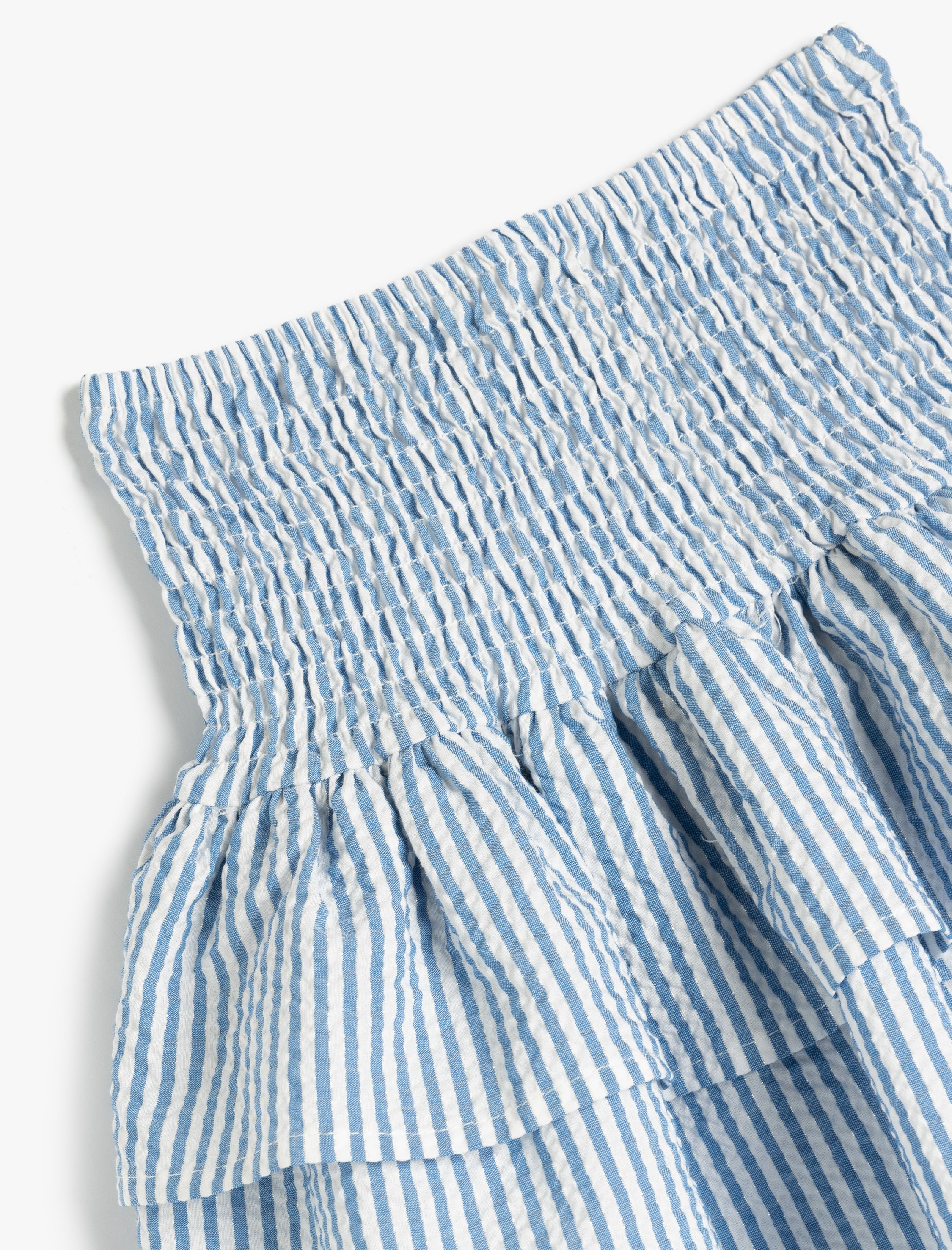 Kız Çocuk Fırfırlı Gipe Detaylı Yüksek Bel Çizgili Etek