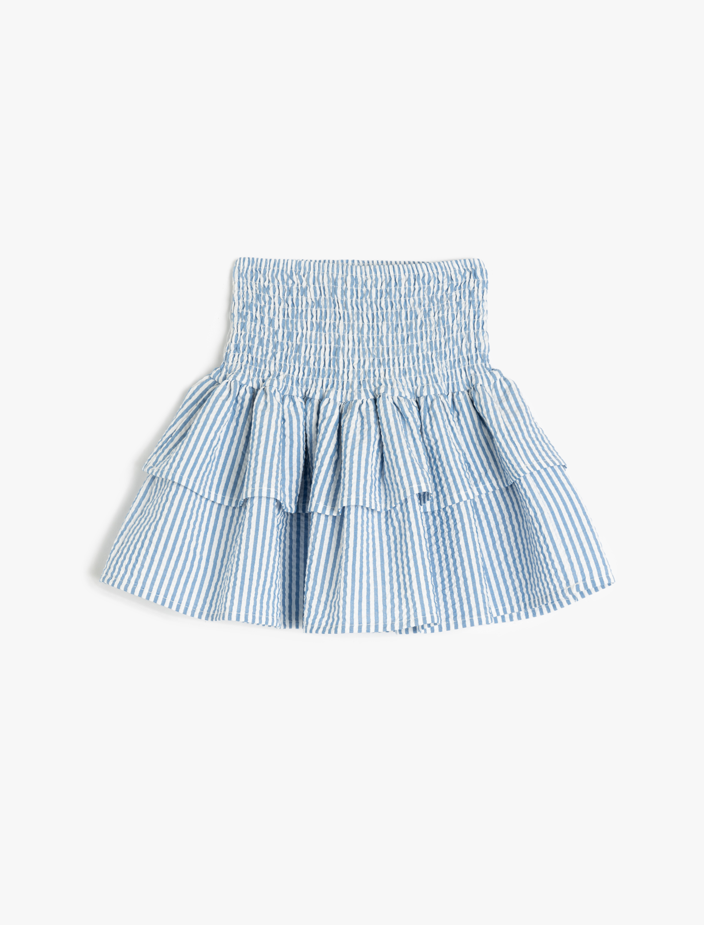 Kız Çocuk Fırfırlı Gipe Detaylı Yüksek Bel Çizgili Etek