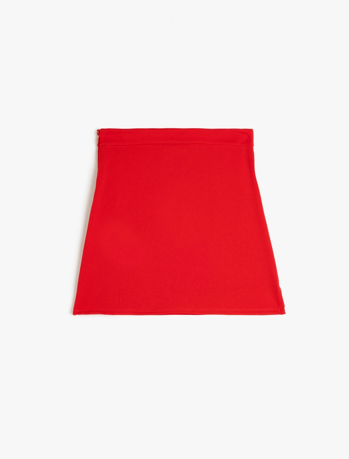 Kız Çocuk Fırfır Detaylı Beli Lastikli Kruvaze Mini Etek