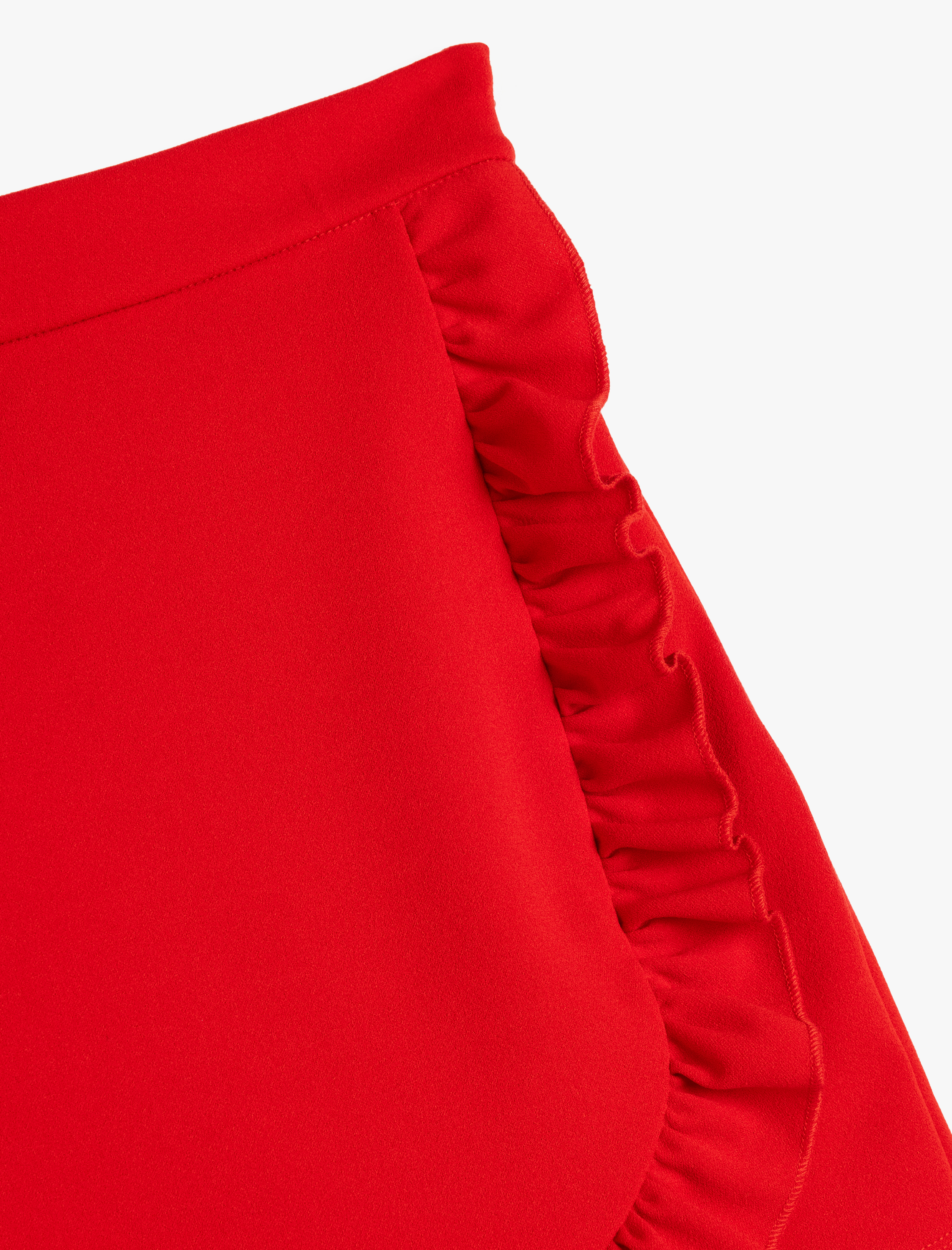  Kız Çocuk Fırfır Detaylı Beli Lastikli Kruvaze Mini Etek