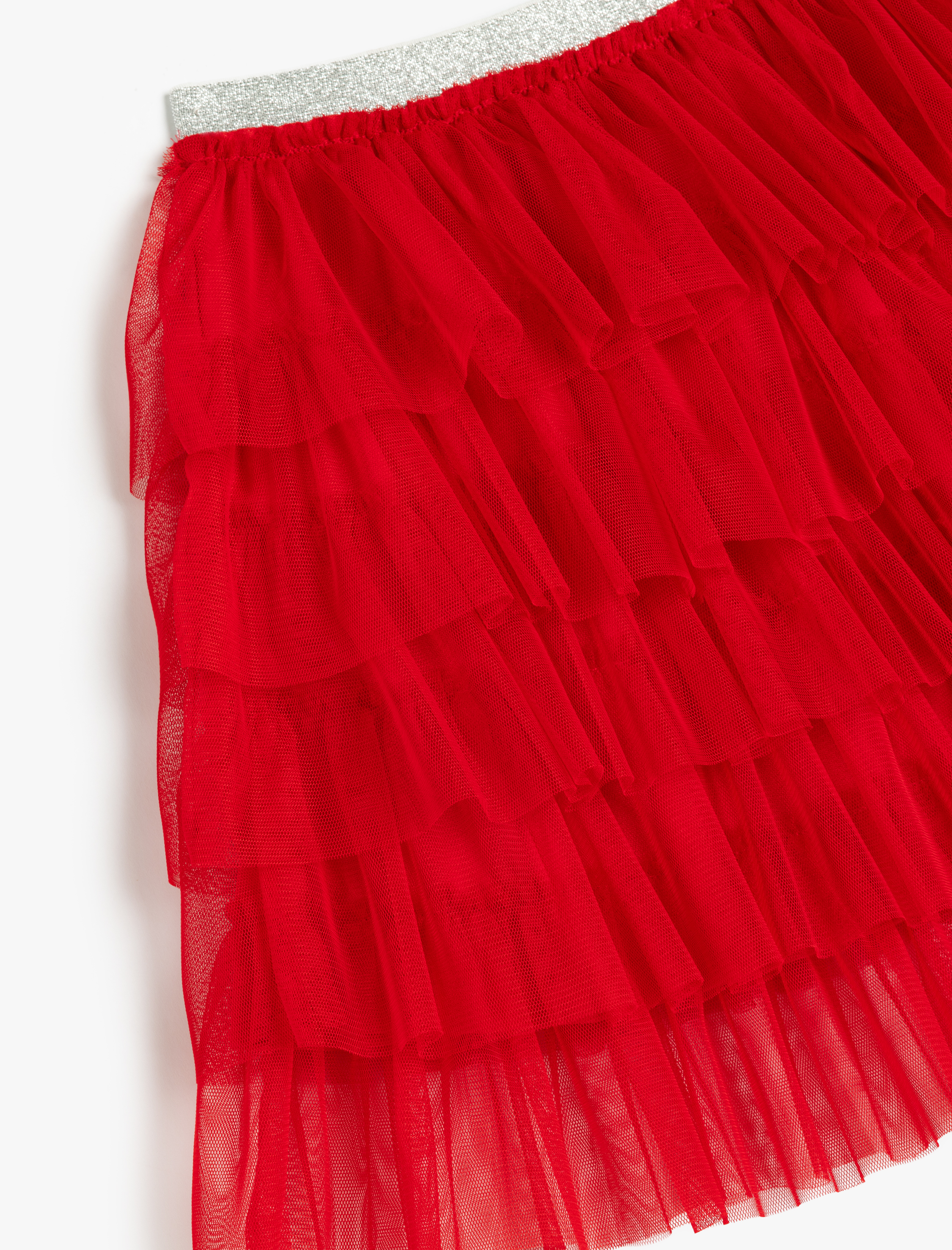  Kız Çocuk Kat Detaylı  Beli Lastikli Tütü Etek