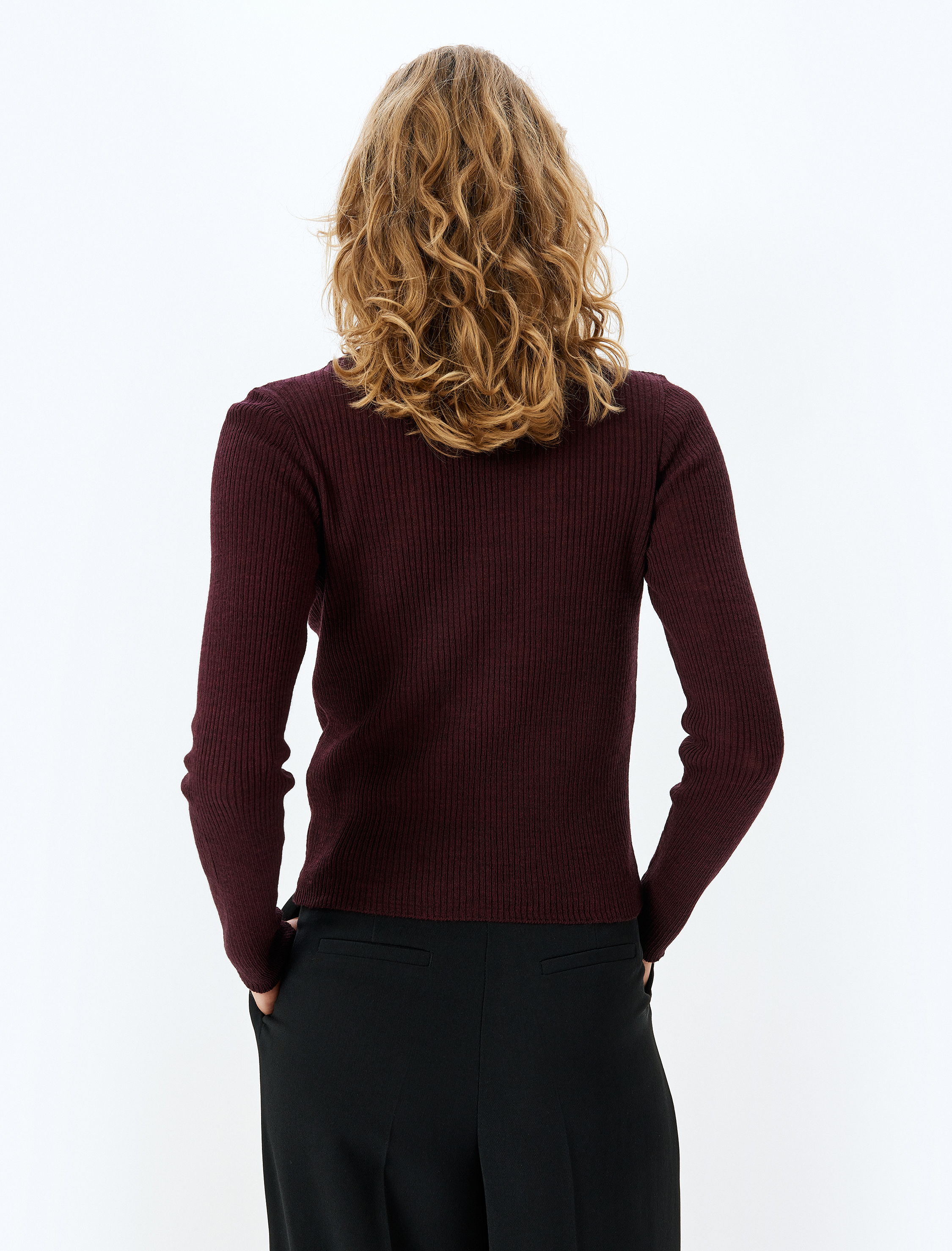   Hafif Dik Yaka Uzun Kollu Basic Triko Kazak