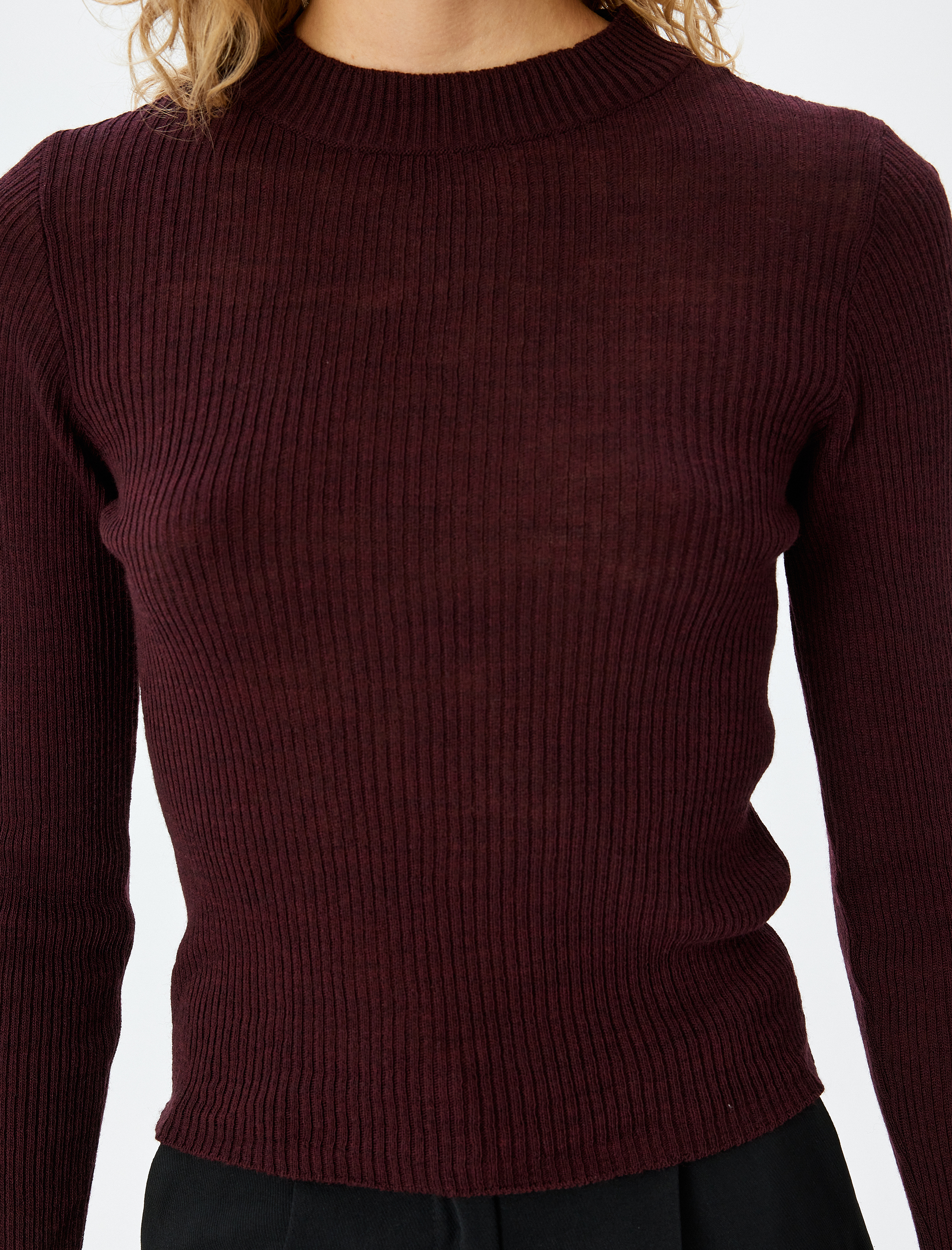   Hafif Dik Yaka Uzun Kollu Basic Triko Kazak