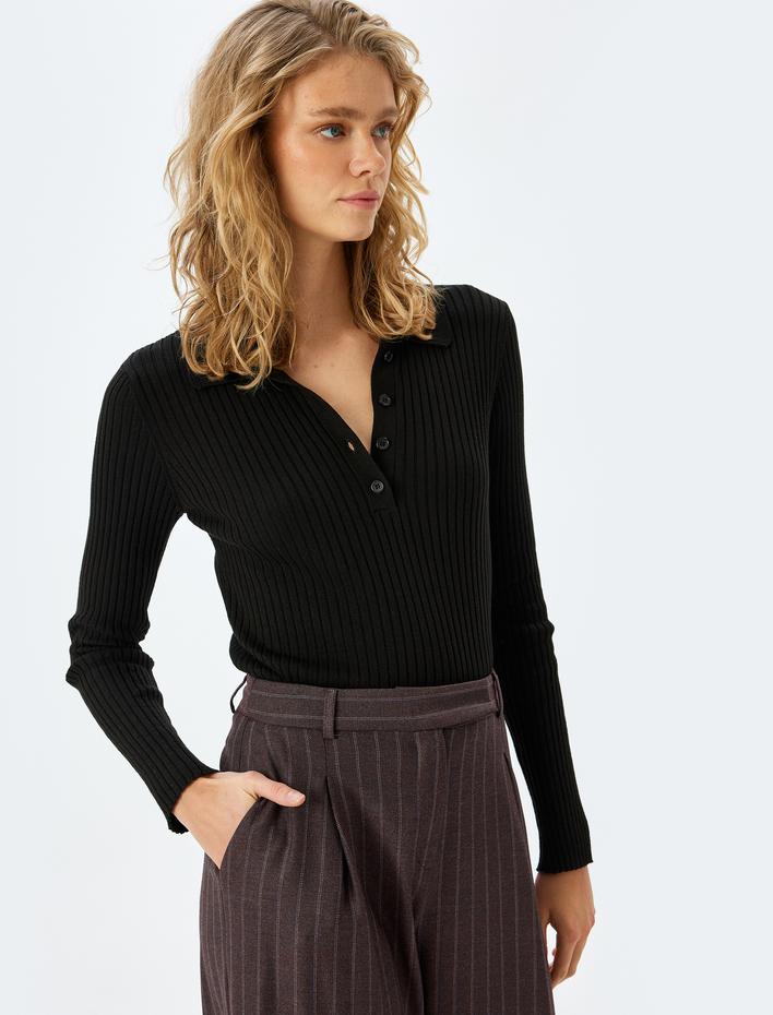  Uzun Kollu Triko Polo Yaka Kazak