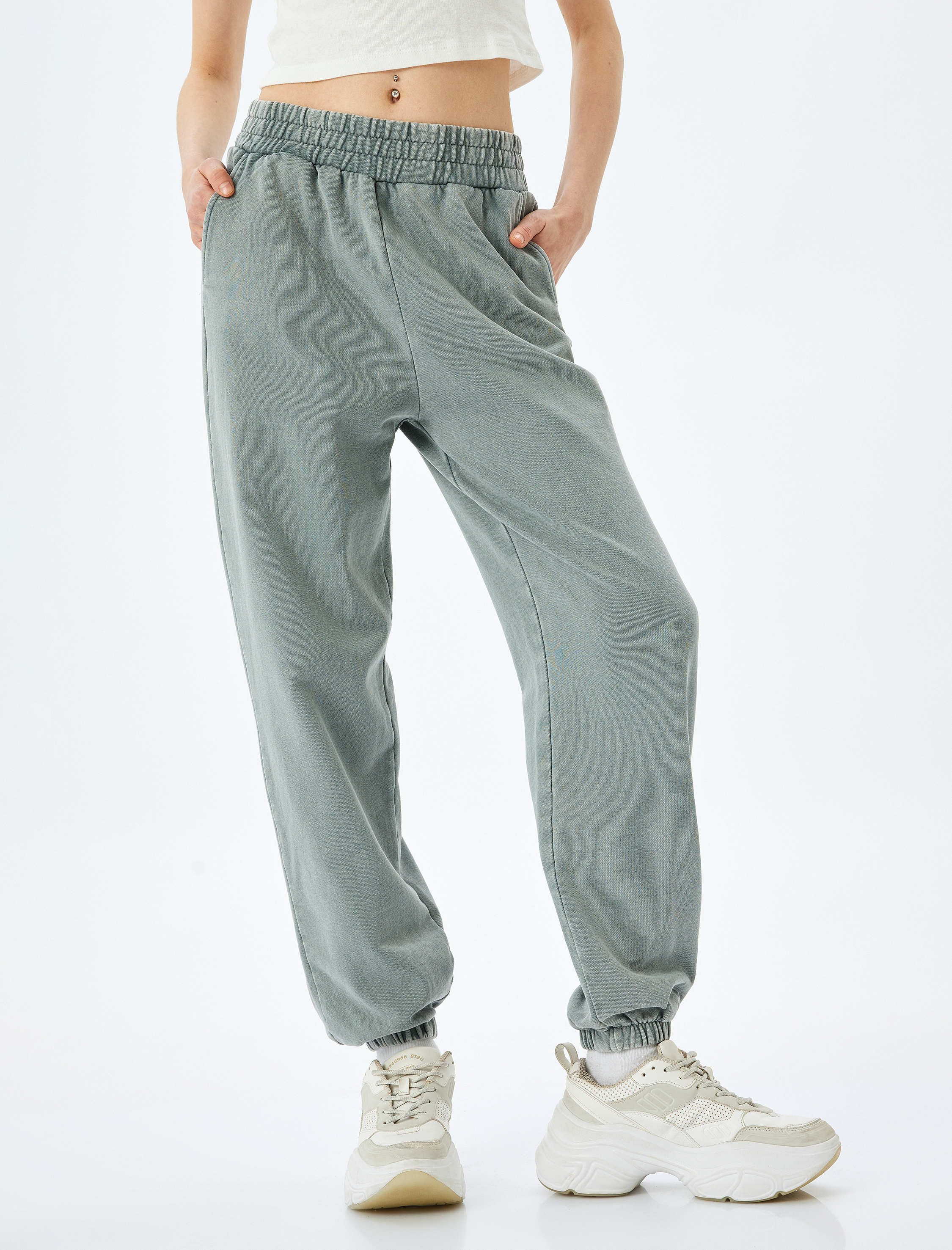   Şardonlu Beli Lastikli Cep Detaylı Rahat Kalıp Yıkamalı Jogger Eşofman Altı