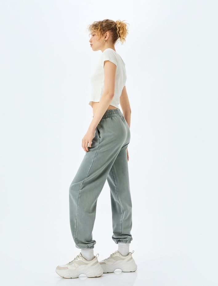  Şardonlu Beli Lastikli Cep Detaylı Rahat Kalıp Yıkamalı Jogger Eşofman Altı