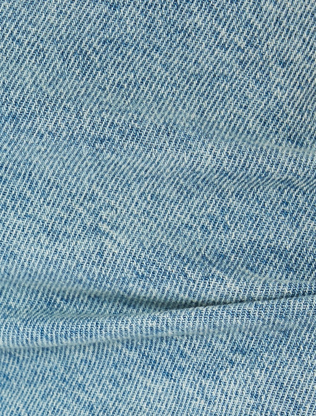 Normal Bel Geniş Paça Düğmeli Kot Pantolon  -  Wide Leg Jeans_5