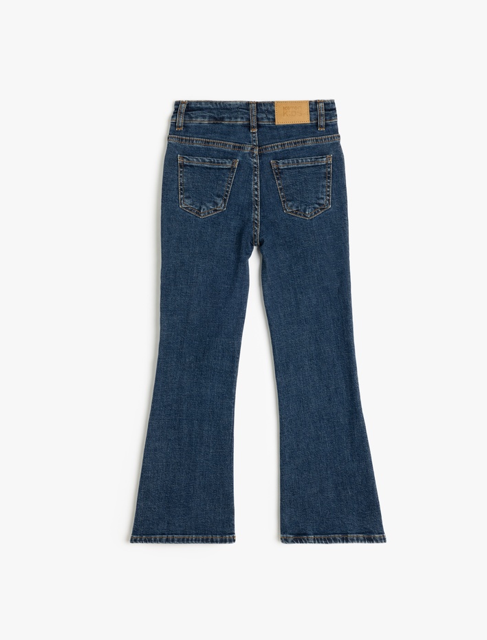 Kız Çocuk Pamuklu İspanyol Paça Kot Pantolon