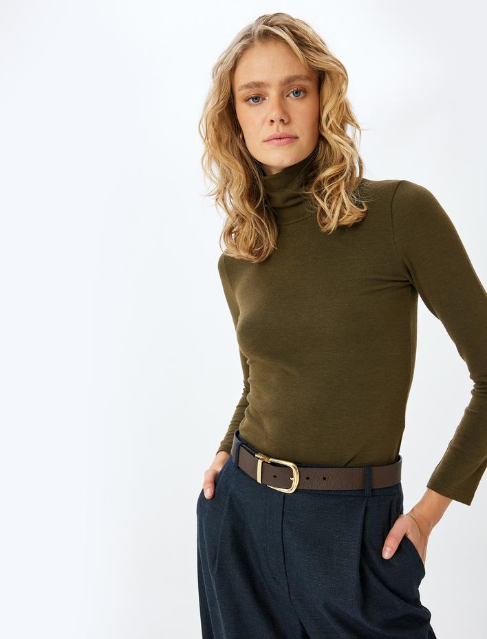  Koton X Melis Ağazat - Slim Fit Uzun Kollu Balıkçı Yaka Tişört