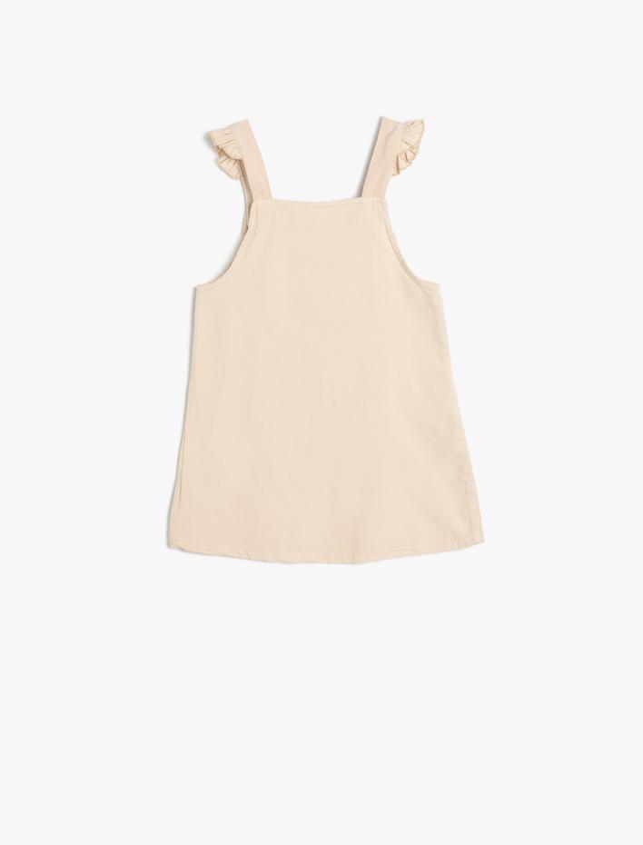 Kız Bebek Kadife Salopet Elbise Fitilli İşleme Detaylı Pamuklu