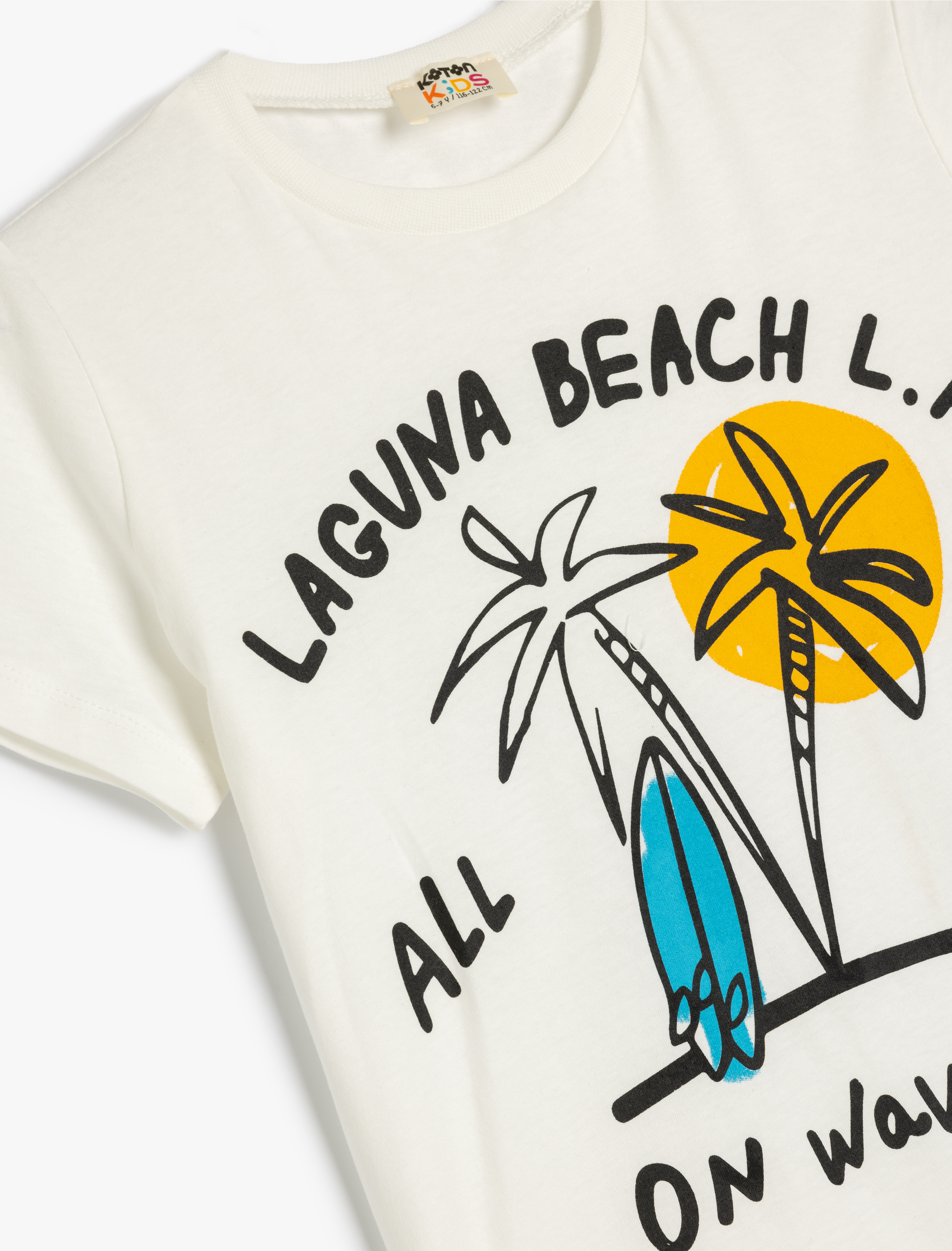  Erkek Çocuk Bisiklet Yaka Palmiyeli Baskılı Kısa Kollu Pamuklu Tişört