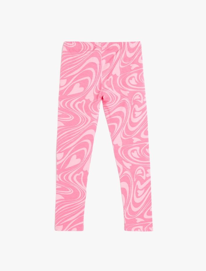 Kız Çocuk Kalp Desenli Beli Lastikli Pamuklu Tayt