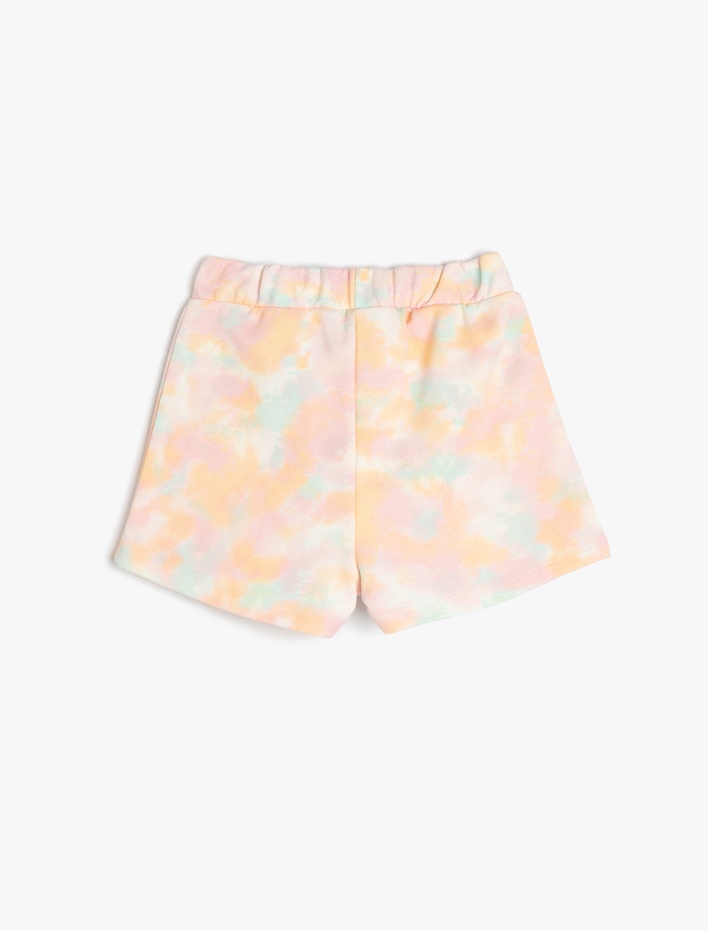 Kız Çocuk Beli Bağcıklı Pamuklu Batik Desenli Şort