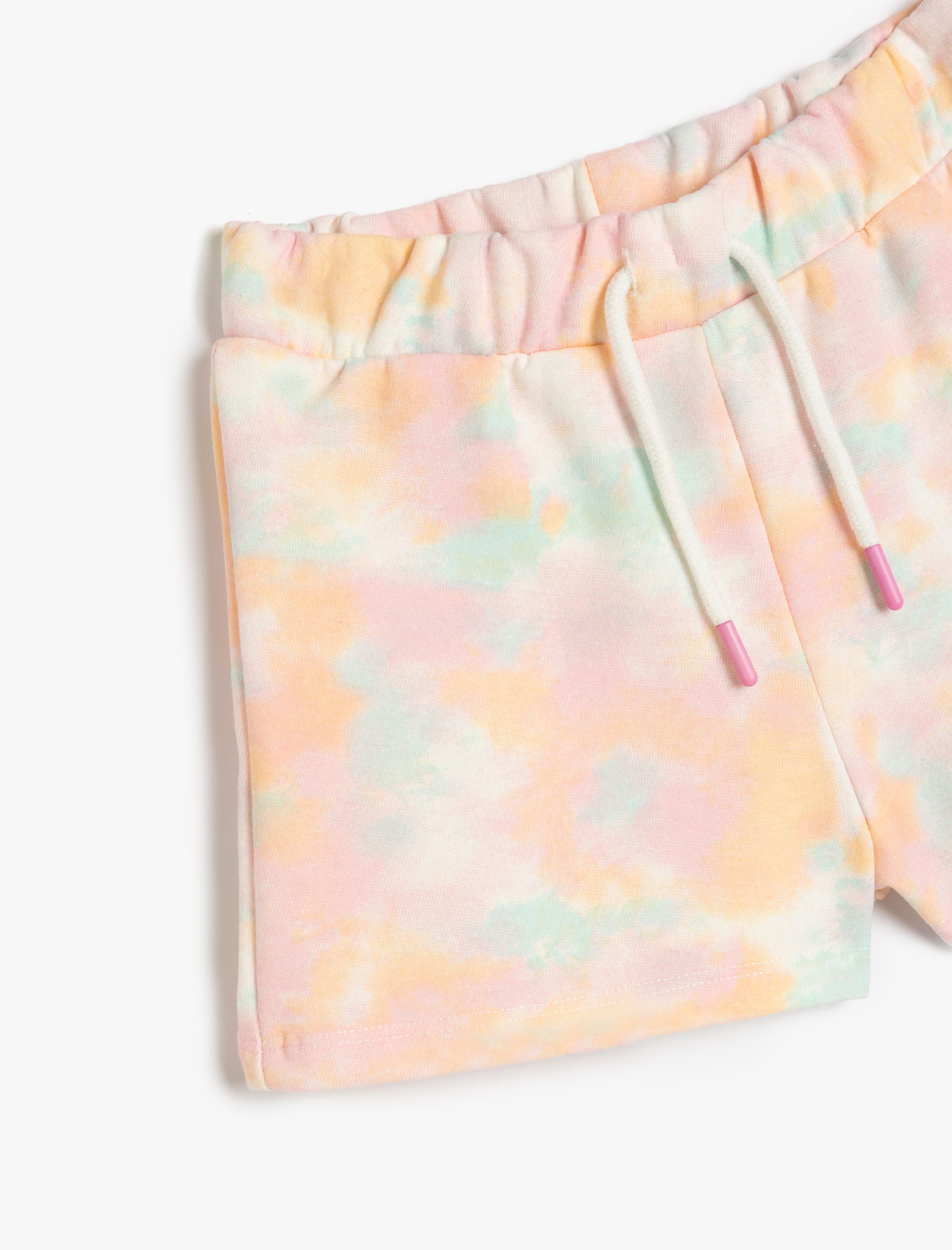  Kız Çocuk Beli Bağcıklı Pamuklu Batik Desenli Şort