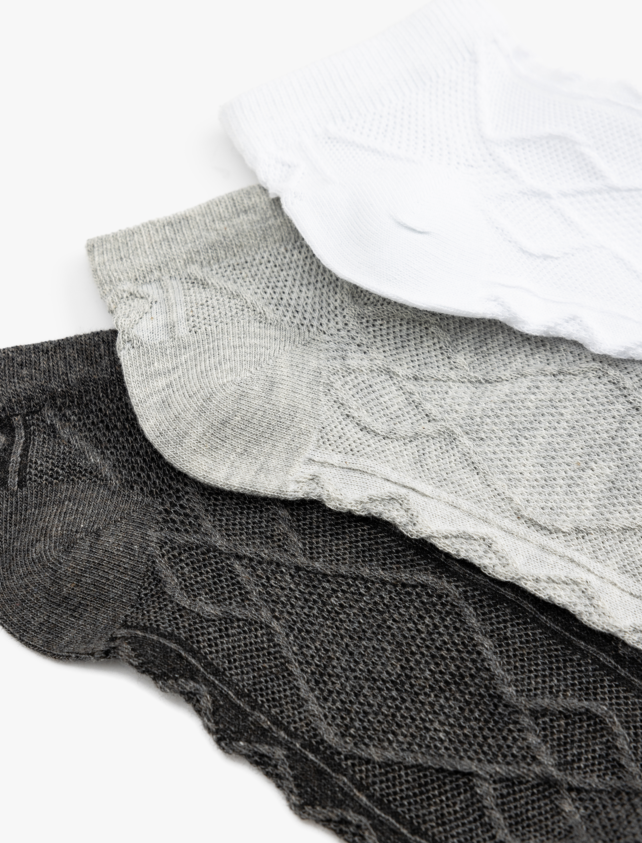  Kadın 3'lü Dokulu Çok Renkli Patik Çorap Seti