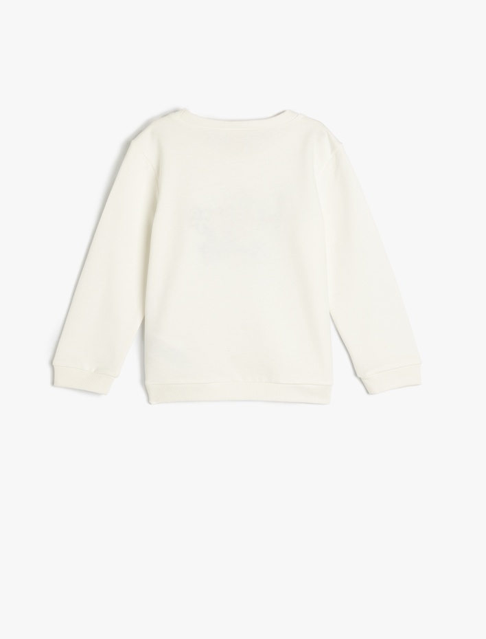 Kız Bebek Nakış Detaylı Uzun Kollu Pamuklu Şardonlu Basic Sweatshirt
