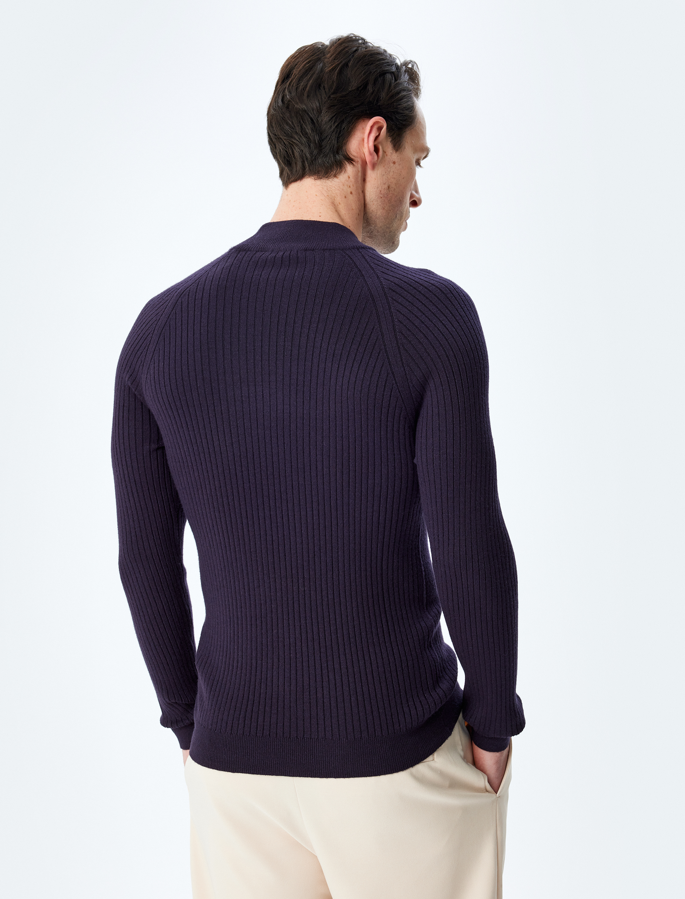   Yarım Balıkçı Yaka Kazak Triko Basic Uzun Kollu