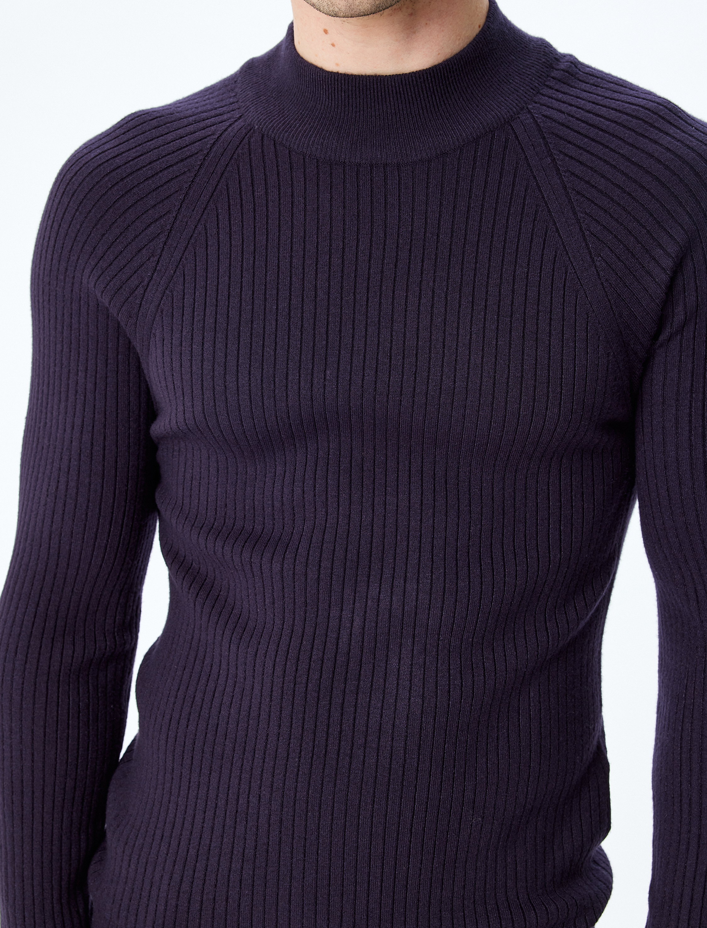   Yarım Balıkçı Yaka Kazak Triko Basic Uzun Kollu