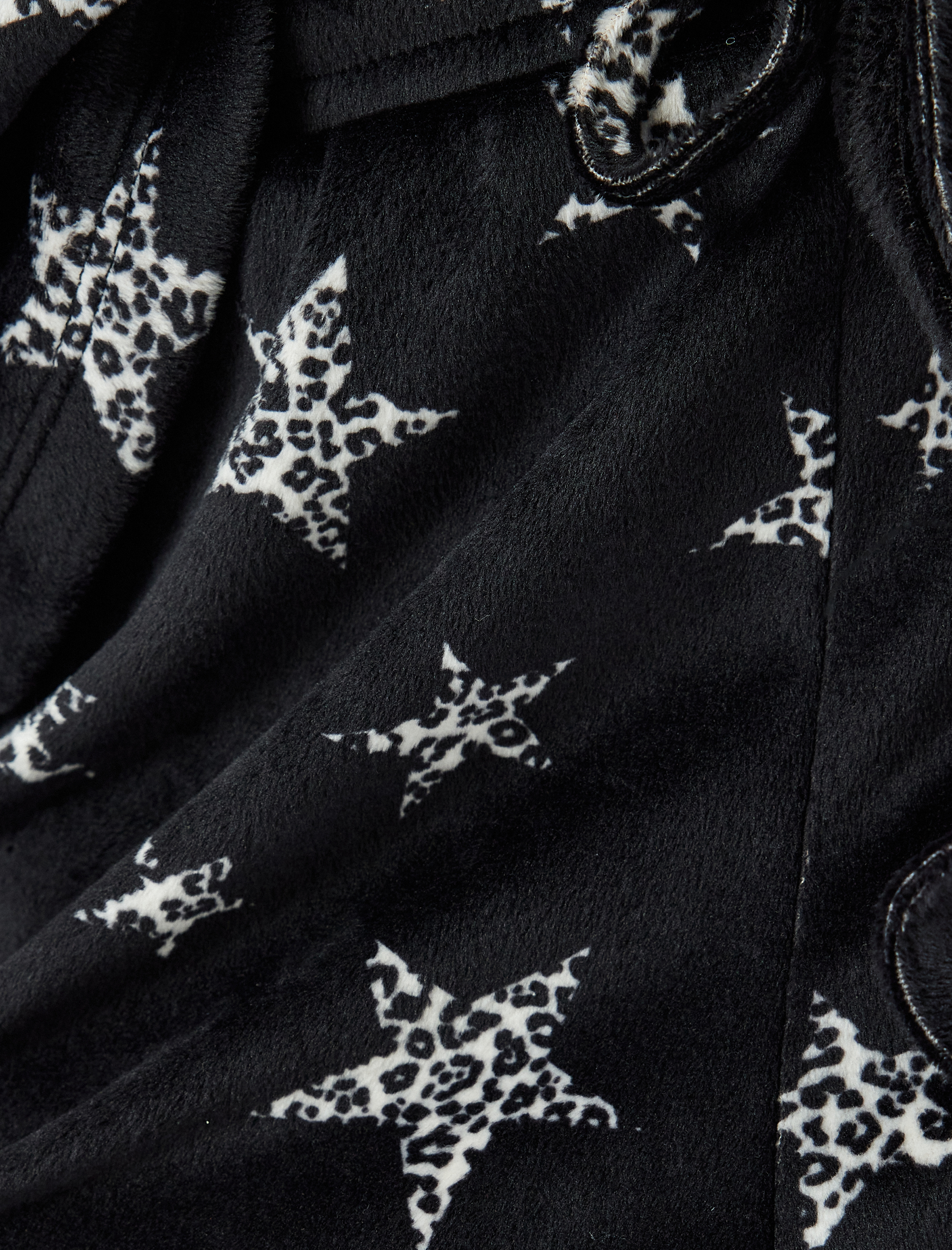   Yıldız Desenli Rahat Kalıp Uzun Kollu Polar Kadife Pijama Altı