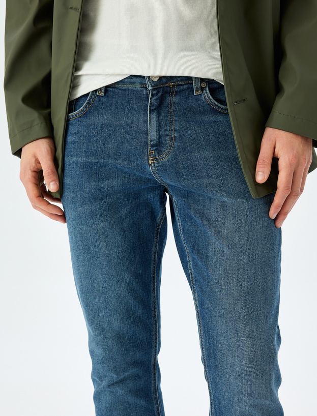 Normal Bel Pamuklu Straight Fit Jean Pantolon - Mark Jean_4