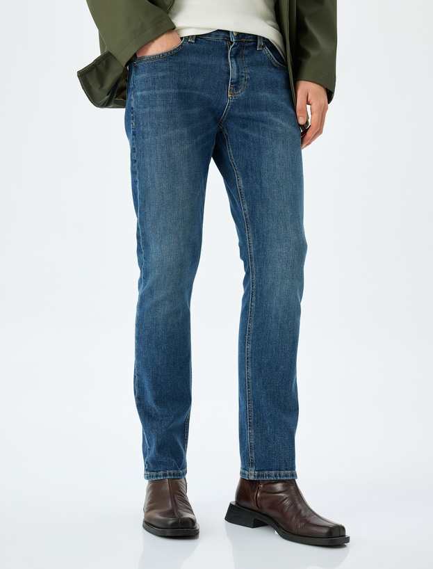 Normal Bel Pamuklu Straight Fit Jean Pantolon - Mark Jean_2