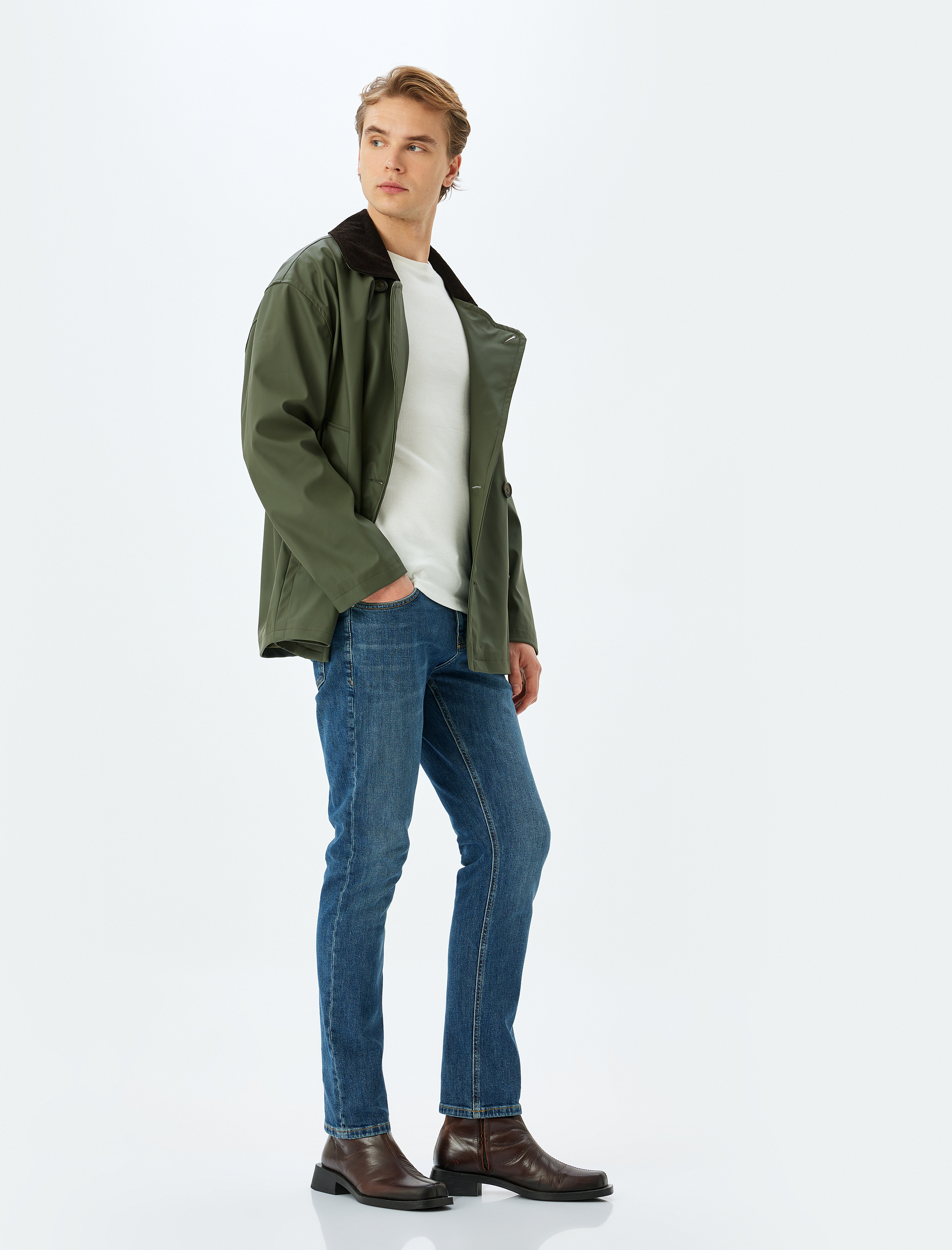 Koton Erkek Normal Bel Pamuklu Straight Fit Jean Pantolon - Mark Jean -1