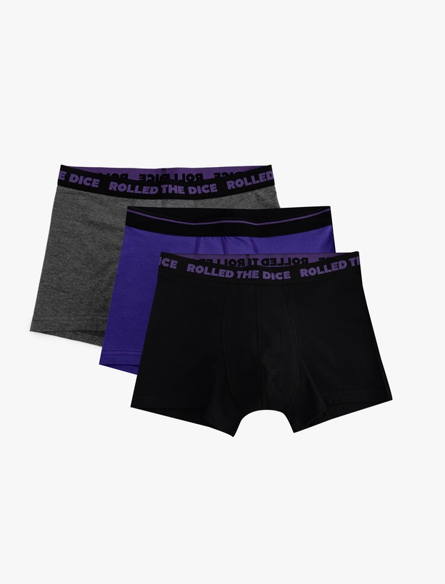 Pamuklu Baskı Detaylı 3'lü Boxer Seti_0
