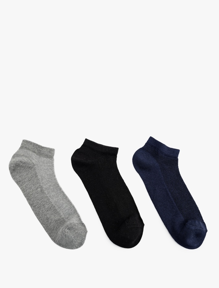 Erkek Pamuk Karışımlı 3'lü Patik Çorap Seti
