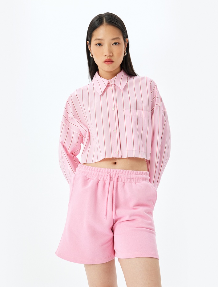  Cep Detaylı Beli Bağcıklı Rahat Kalıp Şort