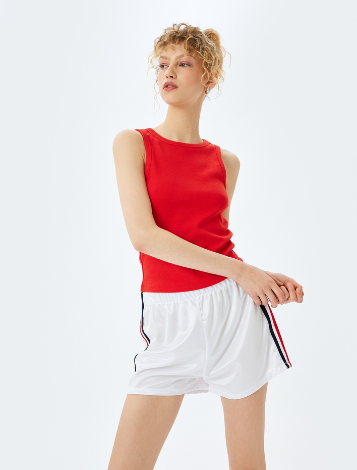  Bisiklet Yaka Kolsuz Slim Fit Basic Kadın Atlet