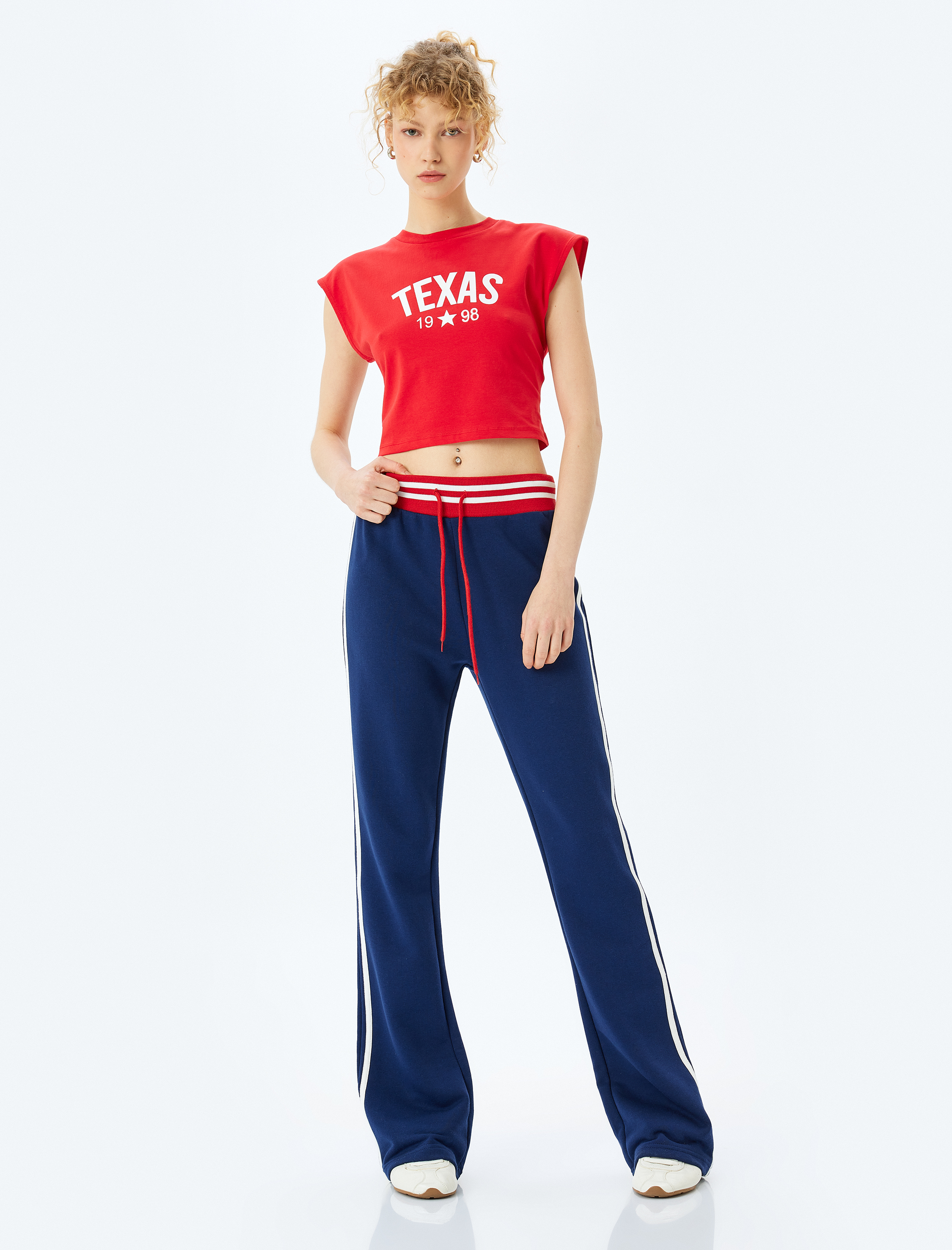 Slogan Baskılı Kolsuz Crop Bisiklet Yaka Tişört